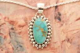 Artie Yellowhorse Genuine Royston Turquoise Sterling Silver Pendant